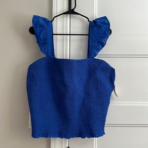 Old Navy Fitted Ruffle- Trim Smocked Cropped Top